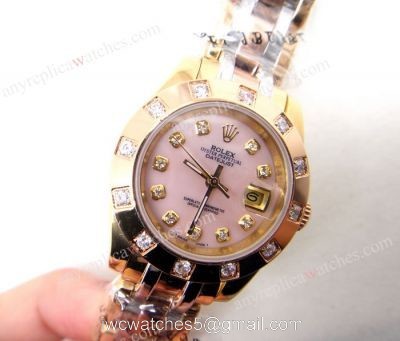 Clone Rolex Datejust Masterpiece 3-Tone Pink MOP Ladys Watch watches