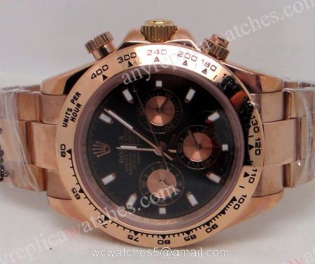 Rolex Rose Gold Daytona Black Face / 40mm Replica Watch watches