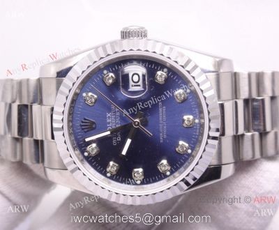 Rolex Datejust Stainless Steel Daimond Markers Blue Face Replica Watch watches