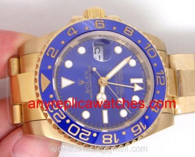 Yellow Gold Rolex GMT Master 2 Gold Blue Ceramic Bezel Buy Replica Rolex Watch watches