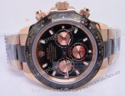 Replica Rolex Daytona Rose Gold Case Black Face Watch for Perfect Gift watches