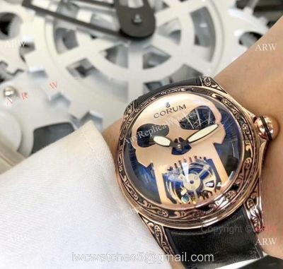 Corum Bubble 47 Flying Tourbillon Rose Gold Tattoo Wristwatch Replica Corum Watches watches