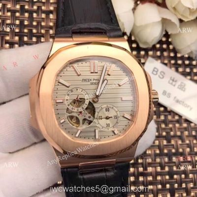Best Replica Patek Philippe Tourbillon Nautilus Watch Rose Gold Gray Dial watches