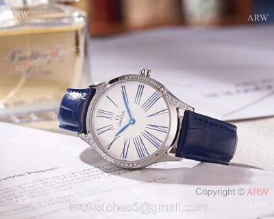 2018 Replica Omega De Ville Tresor White MOP Dial Watch Womens Size watches