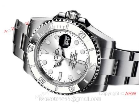 High Quality Replica Special Rolex Submariner Silver Dial / White Ceramic Bezel Men Watch watches