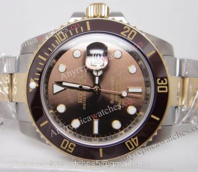 High Quality Replica Rolex Submariner Brown Face Brown Ceramic Bezel Mens Watch watches