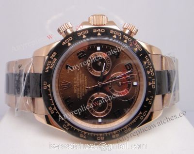 Rose Gold Rolex Daytona Chocolate Replica Watch Arabic Markers watches