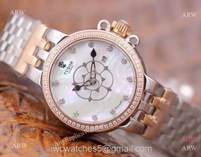 AAA Copy Tudor Clair de Rose Lady Watch White MOP Dial 2-Tone Rose Gold 30mm watches