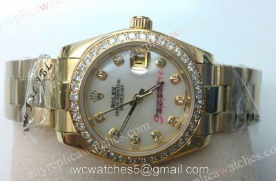 Lady Rolex Datejust Yellow Gold Watch Diamond Bezel 31mm watches