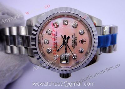 Stainless Steel Rolex Datejust Pink MOP President Band Ladies watch watches