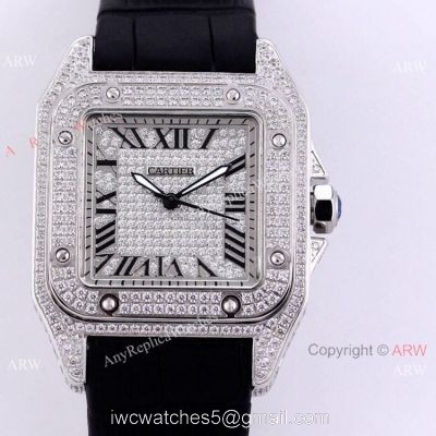 AAA Copy Cartier Santos De Iced Out Watch Automatic Movement watches