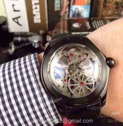 Replica Corum Skeleton Bubble Squelette Watch Black Case Silver Dial watches