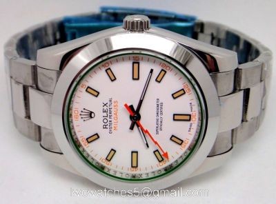 Rolex Milgauss Stainless Steel White 40MM Replica Watches watches