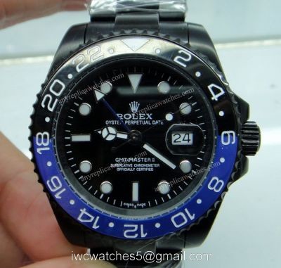 All Black Rolex Batman GMT Master II Watch Black Blue Ceramic Bezel watches
