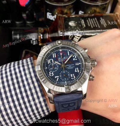 Copy Breitling Super Avenger II Watch Blue Dial Blue Rubber Strap watches