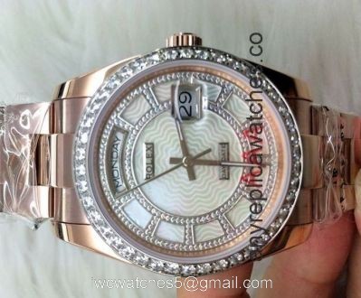 Replica Rolex Diamond Bezel DayDate Rose Gold Watch watches