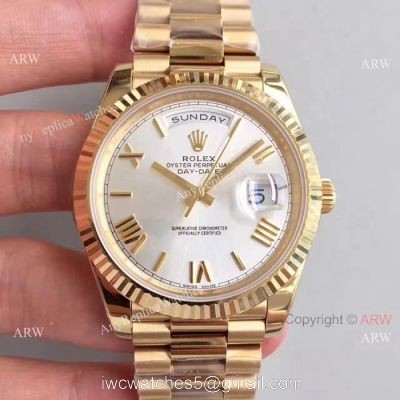 (EW) Clone ETA3255 Day-Date II Rolex Presidential 41mm Replica Watch All Gold Silver Dial watches
