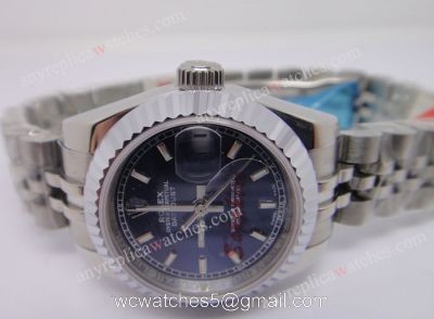 Copy Rolex Couple Watches Datejust SS Blue Dial Ladies 26mm watches