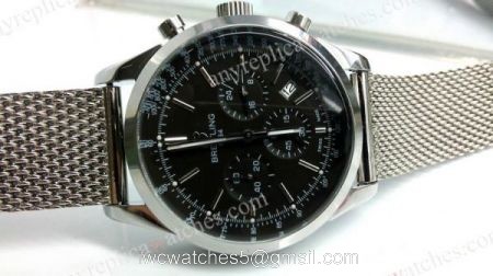 SS Breitling Transocean Chronograph Swiss Grade Black Face Men Replica watches