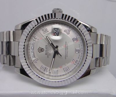Rolex Daydate II Stainless Steel Silver Arabic Watch 41mm Rolex President Replica watches