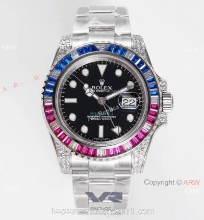 Swiss 1:1 Replica Rolex GMT-Master II SARU Diamond Watch VR Factory MAX Version Swiss 3186 watches
