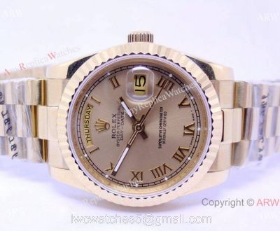 Rolex Daydate Watch Yellow Gold / Gold Roman Men Size watches