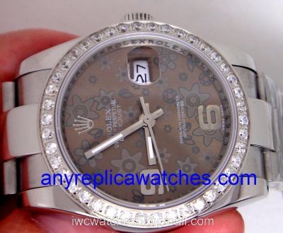 Replica Rolex Datejust Watch SS FANCY FLOWER DIAL DIAMONDS BEZEL watches