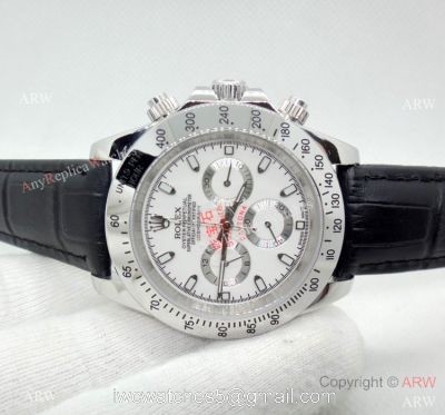 Rolex Daytona Leather Strap White Face High Quality watch watches