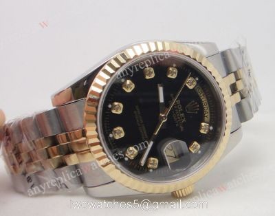 High Quality Rolex Day-date 2-Tone Watch Band Black Face Replica Watch watches
