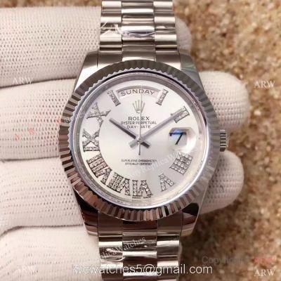 AAA Quality Replica Rolex Presidential Day-Date 40MM Watch MingZhu Movement Fluted Bezel Roman Face watches