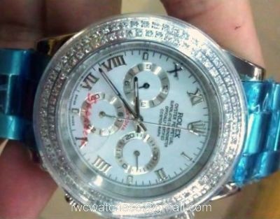 Replica SS Daytona White Roman Face / Diamond Bezel watches