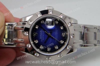 Rolex Masterpiece Datejust Watch: SS Blue Face Copy Rolex Watch Ladies Gift watches