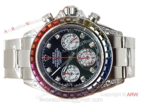 Rolex Rainbow Daytona Watch SS Diamonds on lugs AAA Super Quality watches