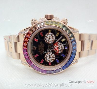 Newest Rolex Daytona Rainbow 40mm watch Rose Gold Automatic Movement watches