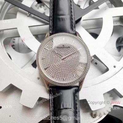 2019 Copy Jaeger-LeCoultre Master Ultra Thin Iced Out Full Diamonds Face 41 mm Watch watches
