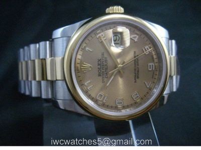 Rolex Datejust Replica Watch Gold Dial Arabic Hour Markers 2-Tone President Watch watches