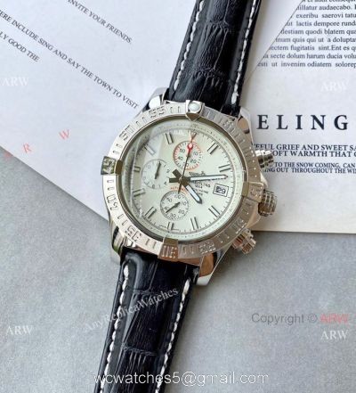Best Copy Breitling Super Avenger II Watch White Dial Leather Band watches