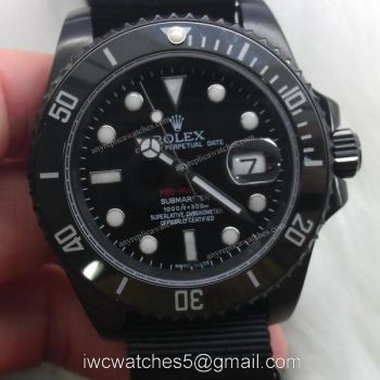 All Black Rolex Submariner Pro-hunter Black Dial Ceramic Bezel Nato Strap 40mm watches