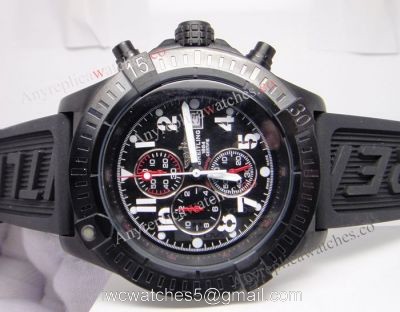 Replica Breitling Super Avenger Black Chronograph Rubber Strap 48mm watches