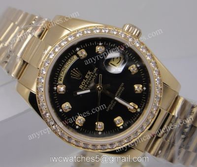 Rolex Gold Day-Date Presidential Watch Black Diamond Bezel watches