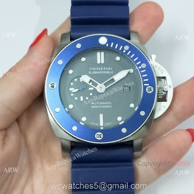 Panerai Submersible Rubber Strap SS Blue Bezel Pam 959 Watch Buy Replica watches