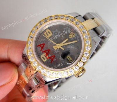 Replica Rolex Lady Datejust 26mm 2-Tone Gray Flower Diamond Watch watches