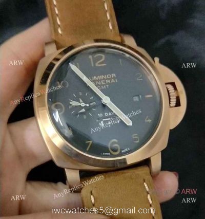 PANERAI LUMINOR 10 DAYS GMT REPLICA WATCH ROSE GOLD BLACK DIAL watches