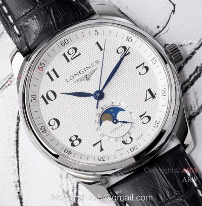 Swiss Grade 1 Longines Master Moon Phase 40mm Watch White Face watches
