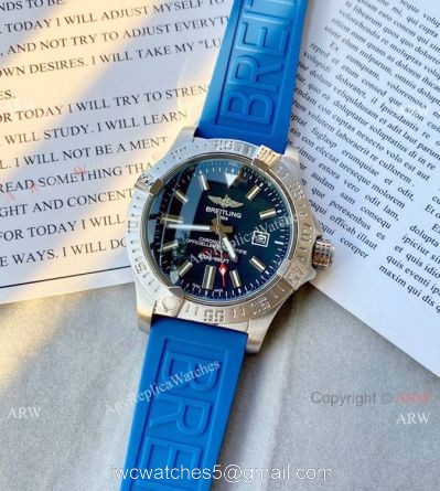 Replica Breitling Avenger Automatic 44mm Watch Blue Rubber Strap watches