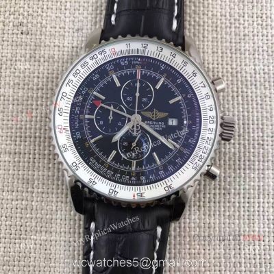 Breitling Navitimer World GMT 46mm Black / Black Leather Stainless Steel Watch watches