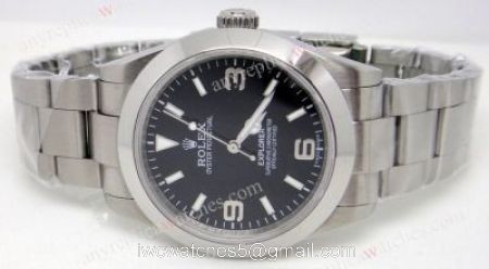 Rolex Explorer Black Face Stainless Steel Mens Replica Watch watches