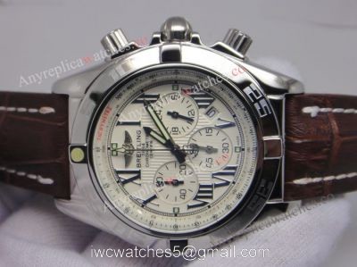 Breitling Chronomat B01 44mm White w/ Brown Leather Band watches