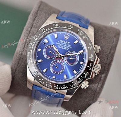 Rolex Daytona Blue Dial Replica Blue Leather Strap Watch watches