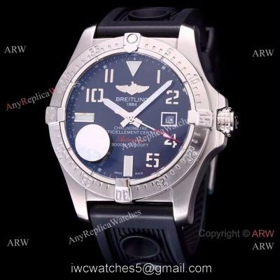 Breitling Avenger II Seawolf Black Dial Black Rubber Band Watch 44mm watches